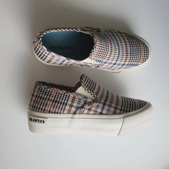 EUC Seavees Baja Slip On Platform Sneaker Plaid Flannel Womens 6 - Picture 4 of 10
